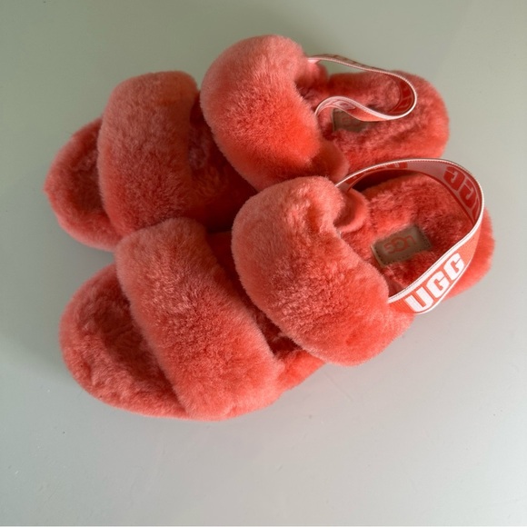 UGG Oh Yeah Slide Pop Coral Womens Size 7 EUC - Picture 2 of 6